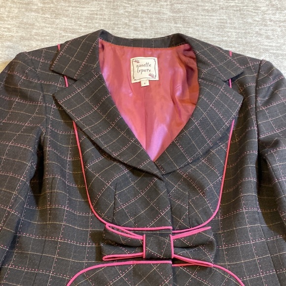 Women's Black and Pink Plaid Jacket - Picture 3 of 7
